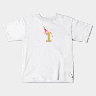 One. First birthday. Colorful unicorn birthday invitation Kids T-Shirt